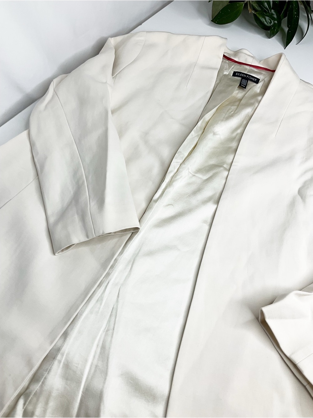 Eileen Fisher Cream Open-Front Jacket - Picture 2 of 12